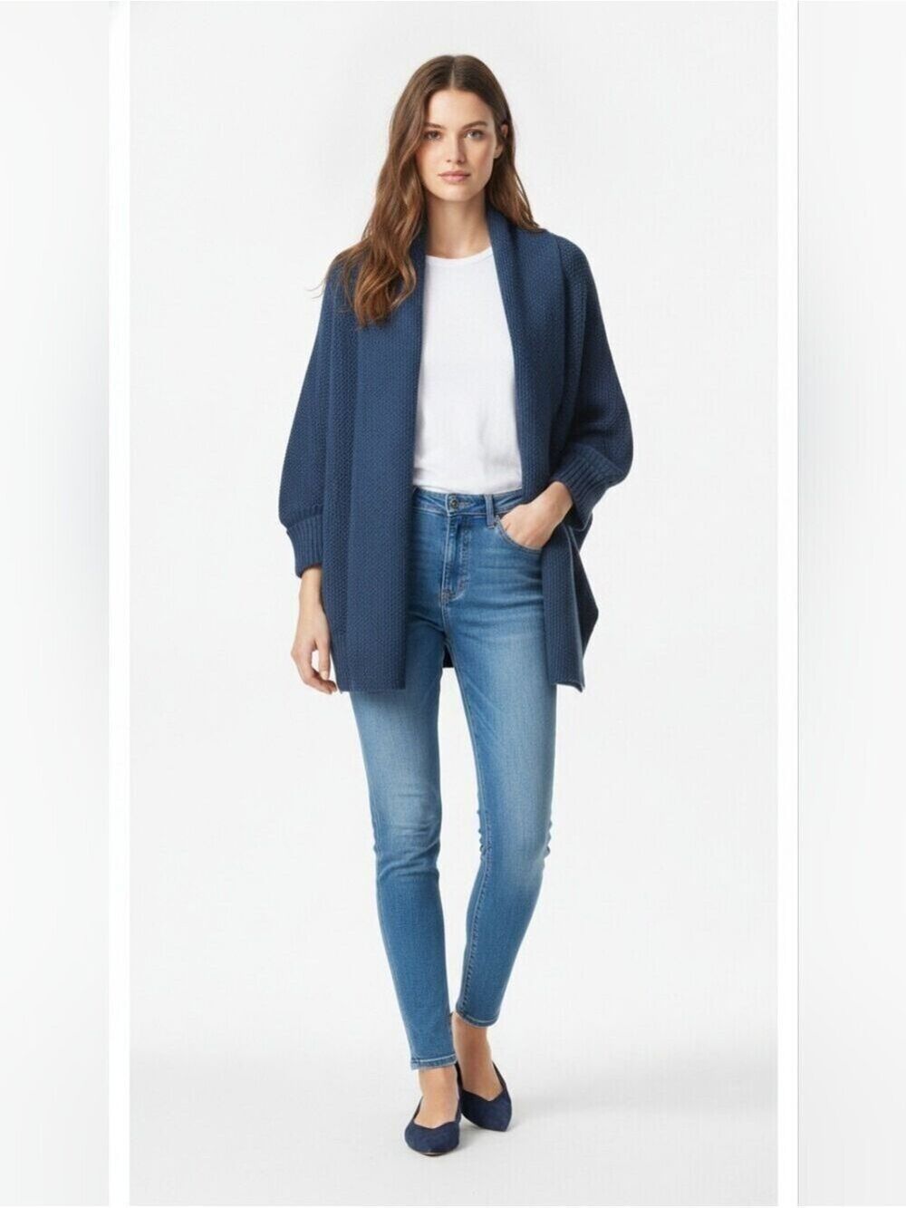 Navy Blue Heavy Cardigan Sweater Size Medium